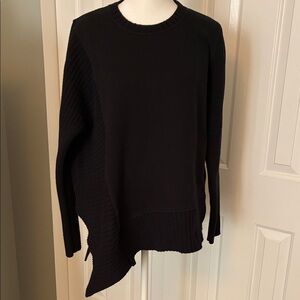 Athleta Black Ribbed Crewneck Top